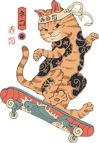 Skatana - japan, neko, skate, cat, katze
